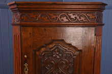 Load image into Gallery viewer, Hand Carved English Oak Hanging Corner Cabinet c.1830 - The Barn Antiques