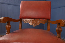Load image into Gallery viewer, Single Heavy Solid English Oak Carved Library Chair c.1900 - The Barn Antiques