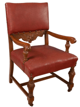Load image into Gallery viewer, Single Heavy Solid English Oak Carved Library Chair c.1900 - The Barn Antiques