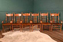 Load image into Gallery viewer, Stunning American Oak Pressed Back Arm Chairs c.1900 - The Barn Antiques