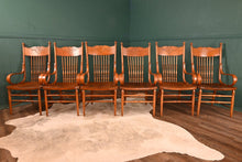 Load image into Gallery viewer, Stunning American Oak Pressed Back Arm Chairs c.1900 - The Barn Antiques